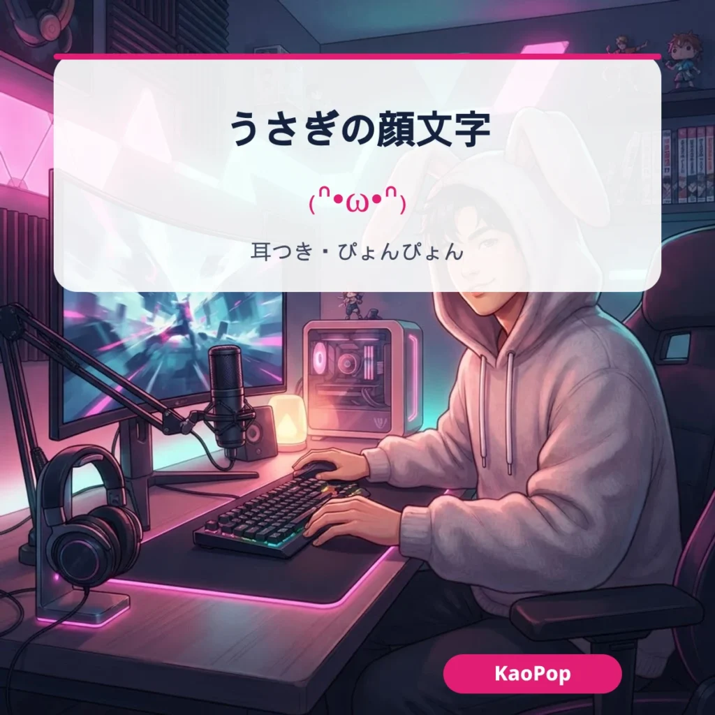 うさぎの顔文字：耳つきとぴょんぴょん